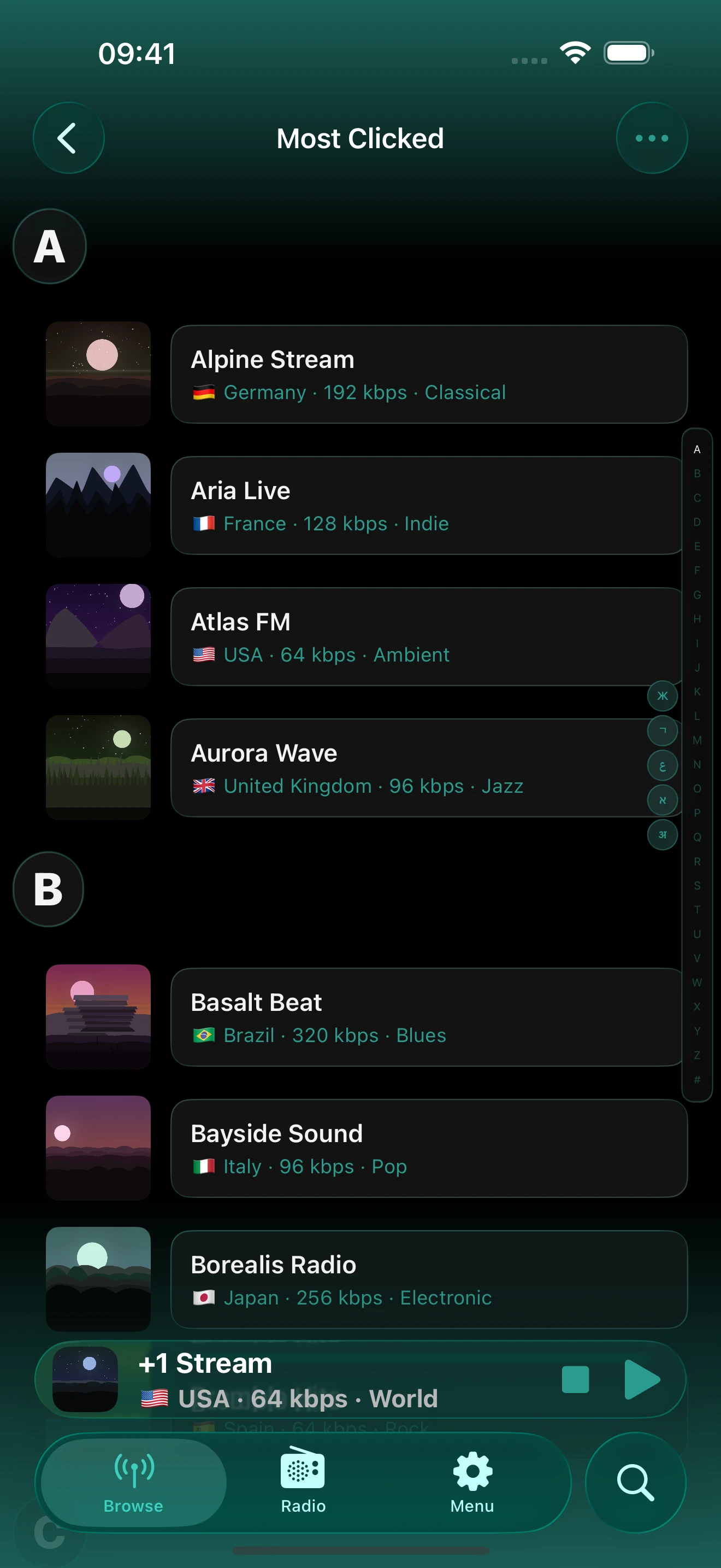 Trending stations, easy to find